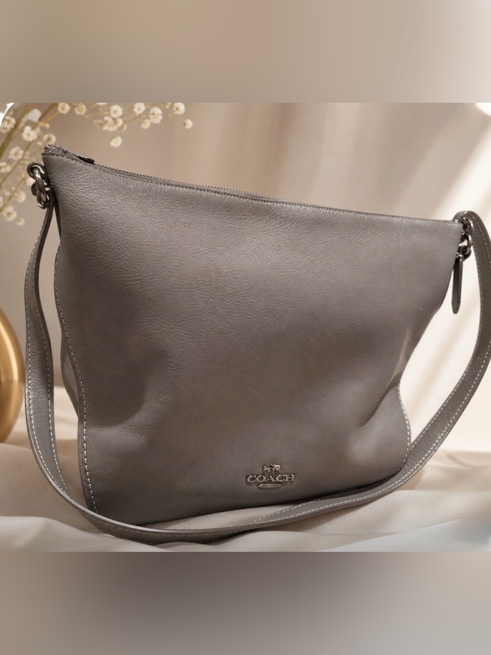 Coach Leather Crossbody ✨ Taupe Minimalist Everyday Luxury Bag